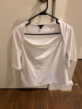 Ann Taylor White Envelope Top Short Sleeve Top